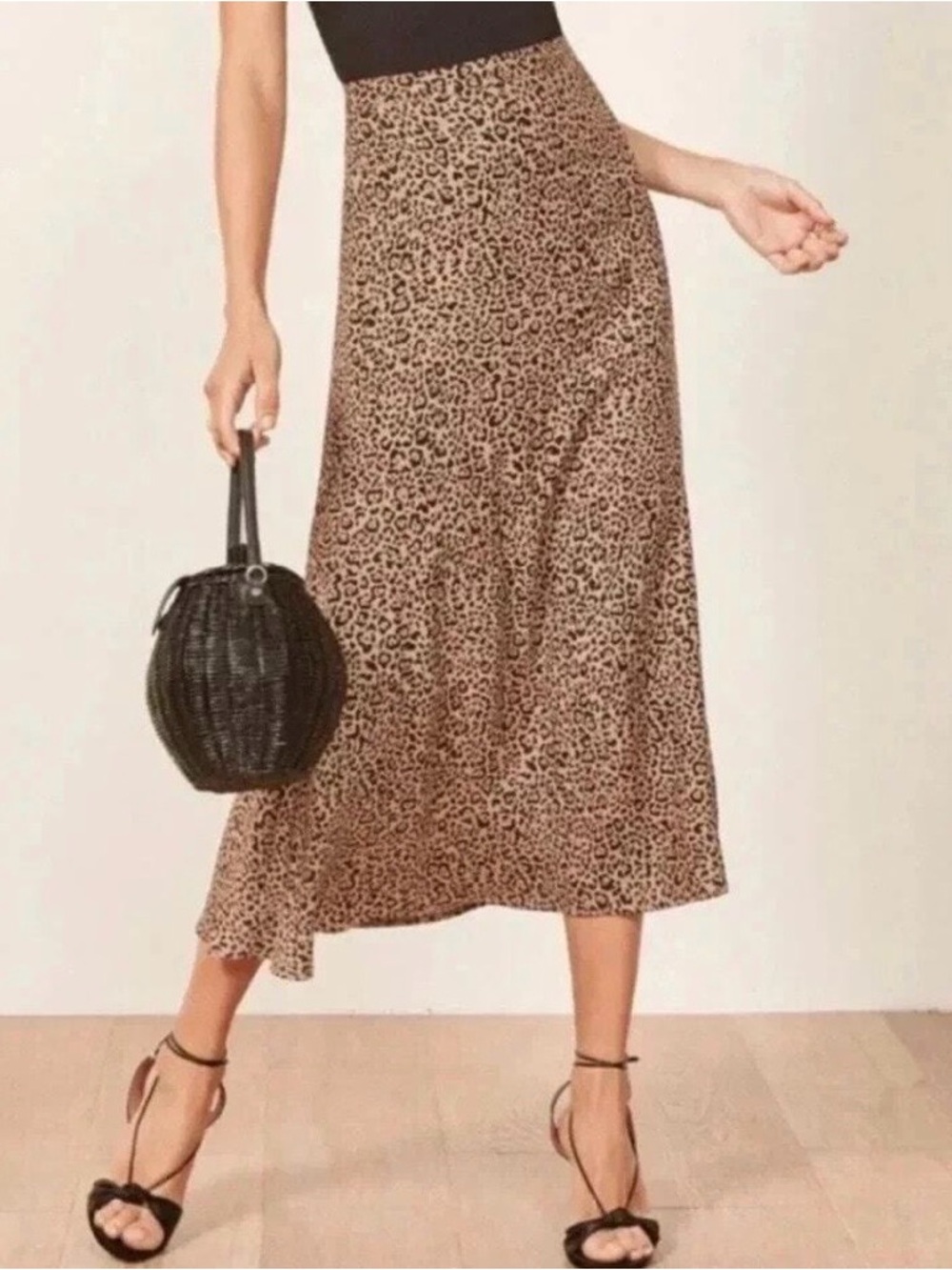 Reformation Bea Cheetah Midi Maxi Y2k Skirt Womens 6 M Animal Print Back Zip Vtg